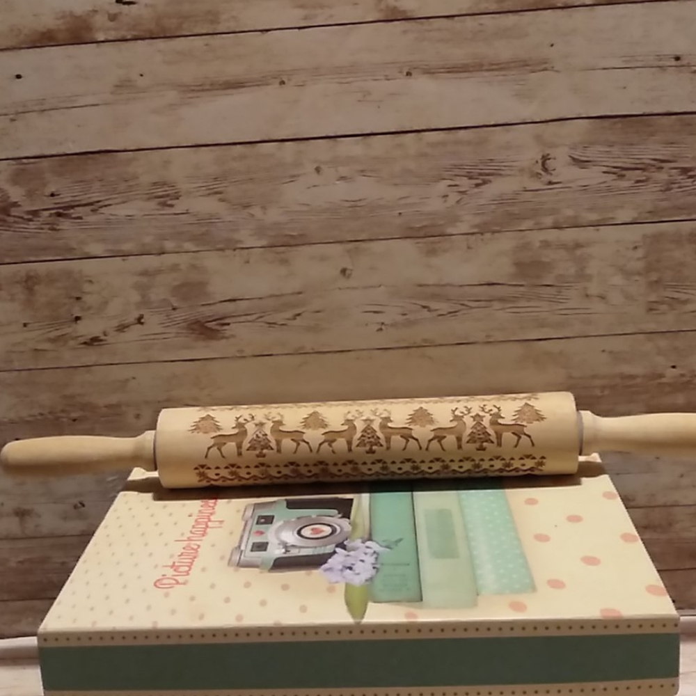 Christmas decorative wooden rolling pin